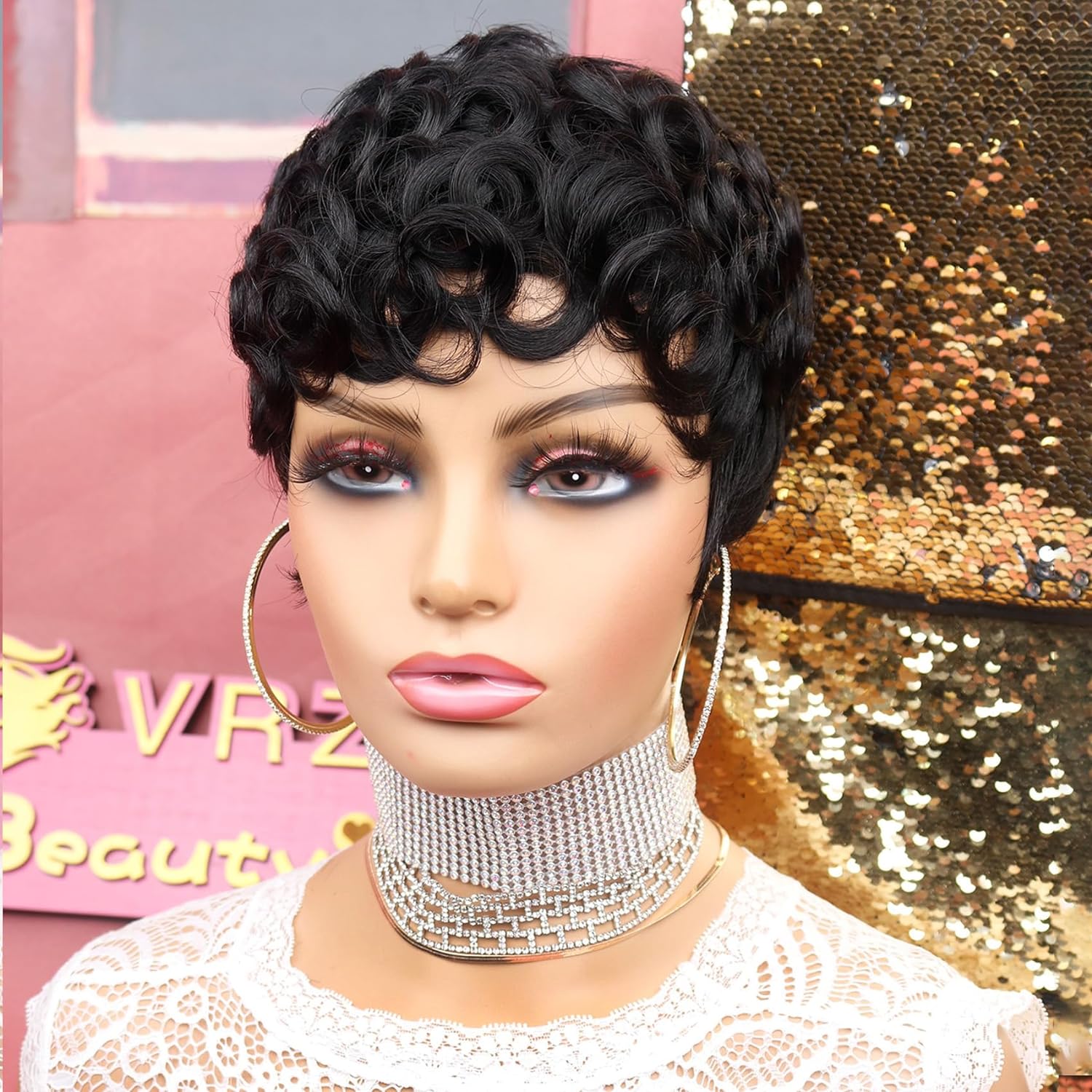 Natural Human Hair Short Pixie Wig with Curly Texture - Perfect Fit for African American Women