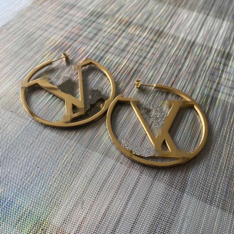 Designer Extravagant large 52mm letter V hoop stud fashion 18K gold rose silver circle Earrings Hip Hop summer jewelry Women Party Wedding Hoops Wholesale 2pcs 30% off