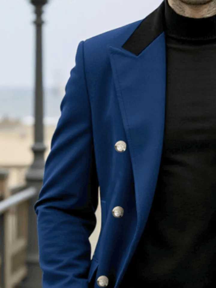 Mens Double-Breasted Wool Overcoat Thickened for Extreme Cold Patchwork Windbreaker Coat Windproof Street Style TailoringT251125