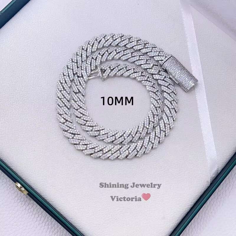 Hip Hop Necklace Bling 10mm 13mm 15mm Iced Out GRA Certificate Vvs Moissanite Cuban Chain