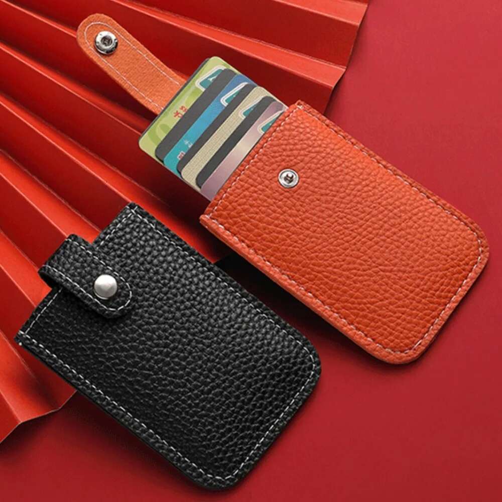 Laminated Concealed Pull-Out Business Case 4 Pockets PU Leather RFID Blocking ID Card Holder Mini Wallets