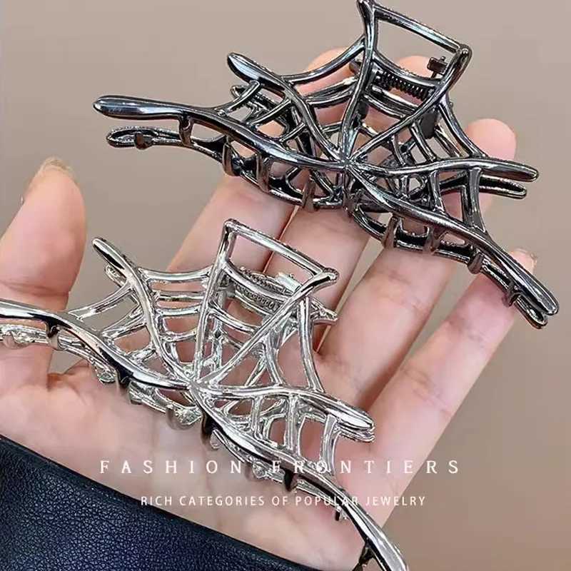 New Spider Web Metal Hair Crab Clip Alloy Halloween Hair Claw ClipT250425