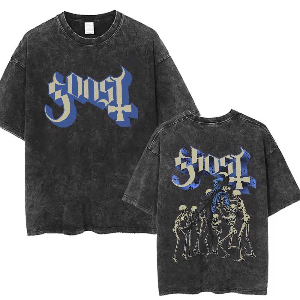 Washed Vintage Rat Parent Funny Meme Artwork Band Ghost T-shirt Mens Classic Metal Rock T-shirt Mens Fashion Oversized T-shirt W250425
