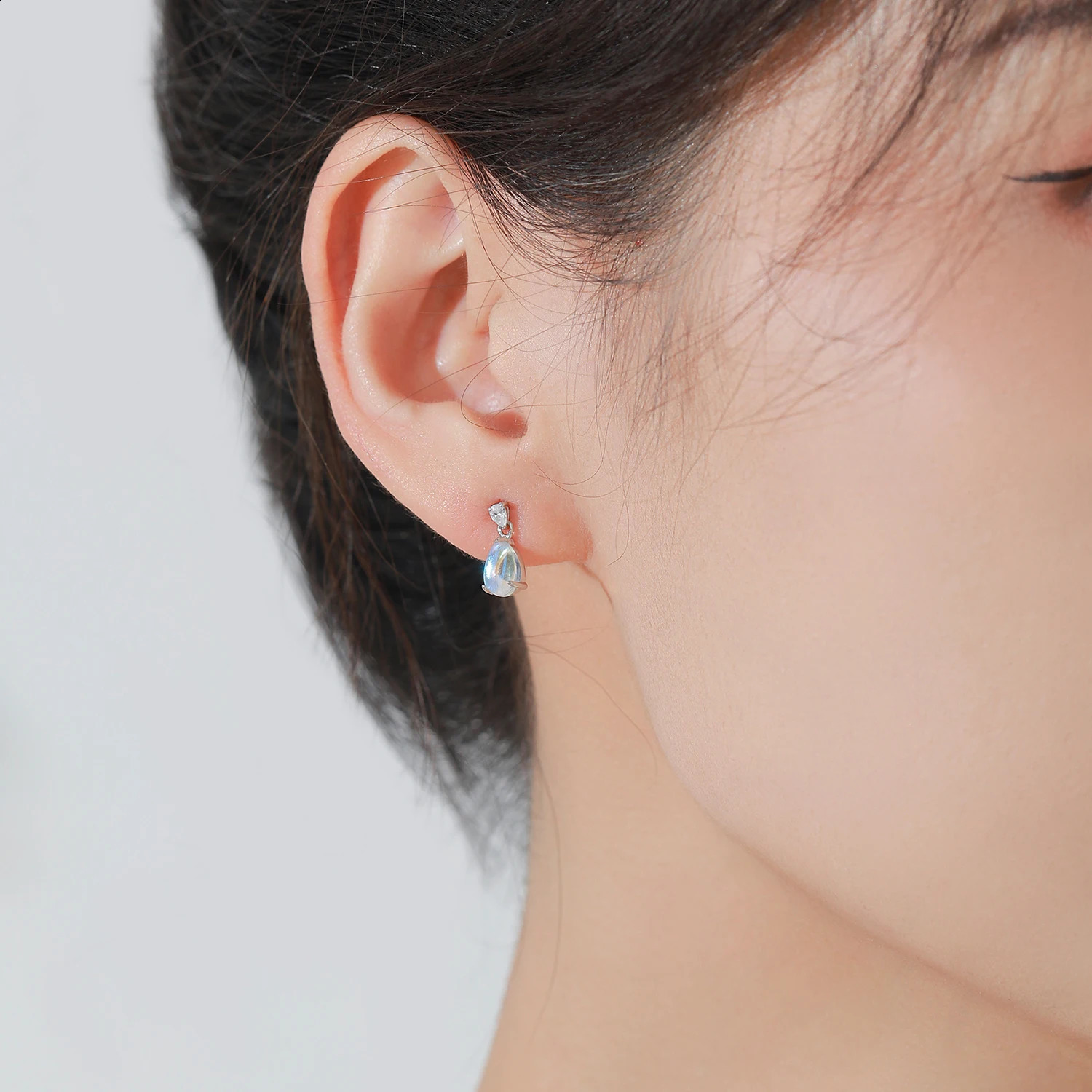 Ailmay 925 Sterling Silver Fashion Water Droplet Moonstone Pendant Necklace Earrings For Women Wedding Engagement Jewelry Set 250417