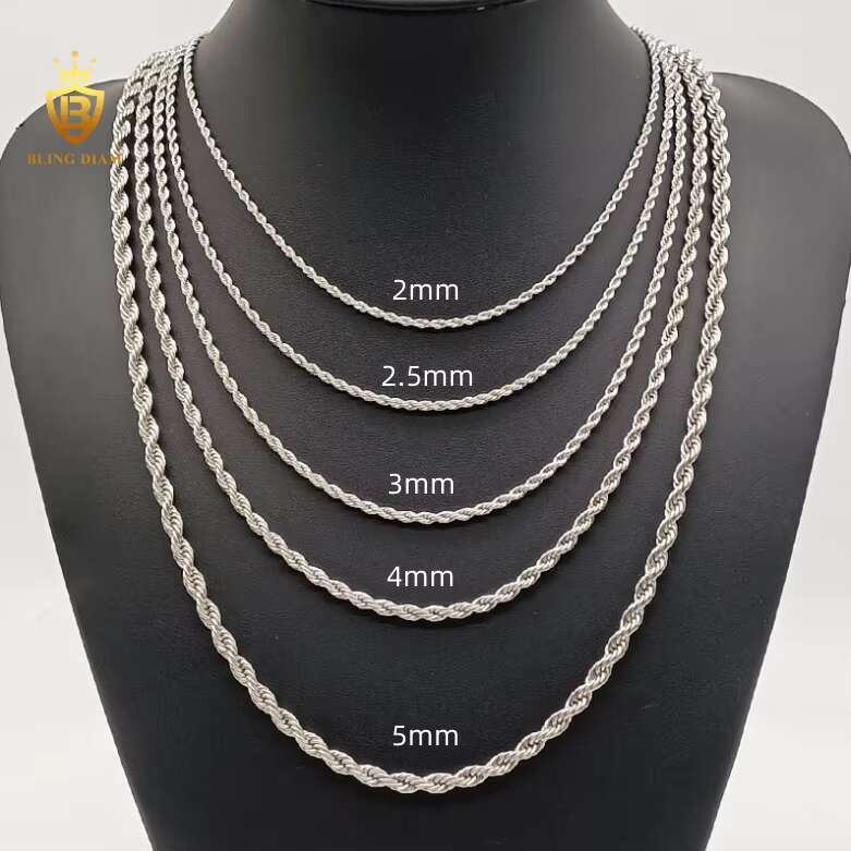 18k Gold Plated 2mm 2.5mm 3mm 4mm 5mm Stainless Steel Twisted Rope Chain for Men and Women Rope Gold Chain