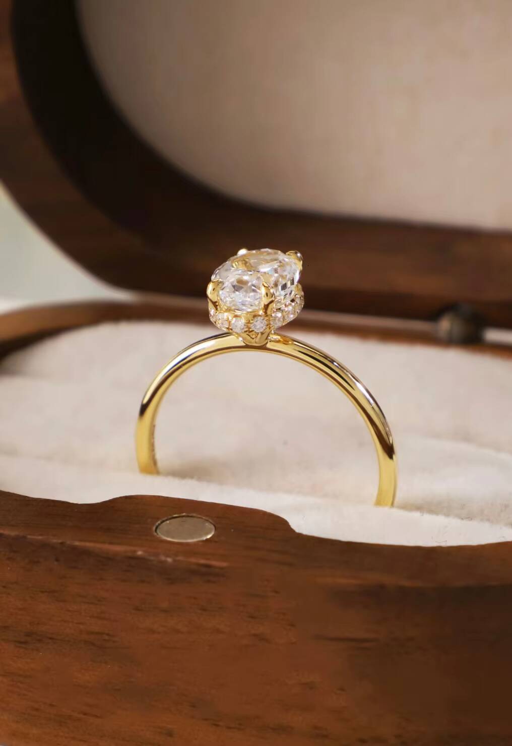 05ct 1ct 15ct 2ct Lab Grown Oval Cut Diamond 18K 14K Real Gold Jewelry Engagement Wedding Ring for Women