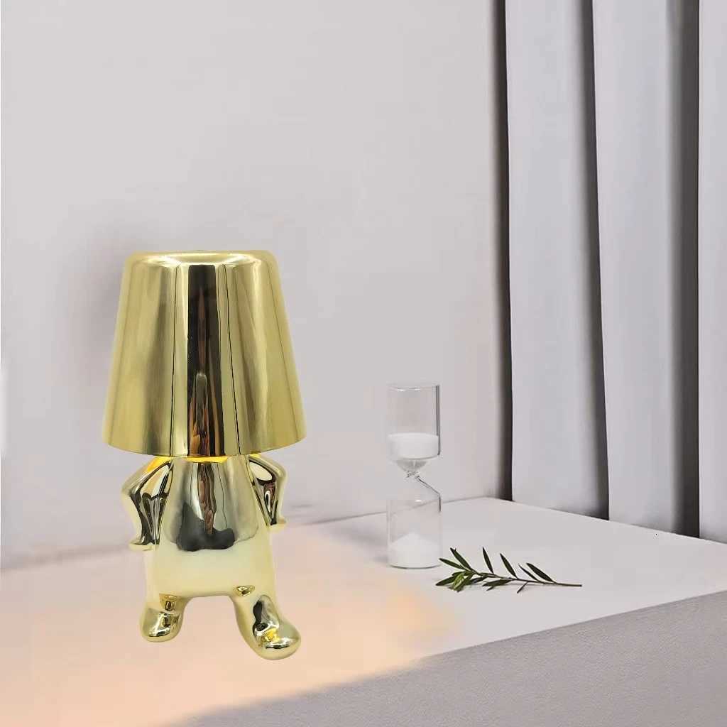 Bedside Touch Control Table LampGold Decor Thinker Statue LED Table Lamp Cordless Rechargeable Desk Lamp3-Levels Brightness RM251125