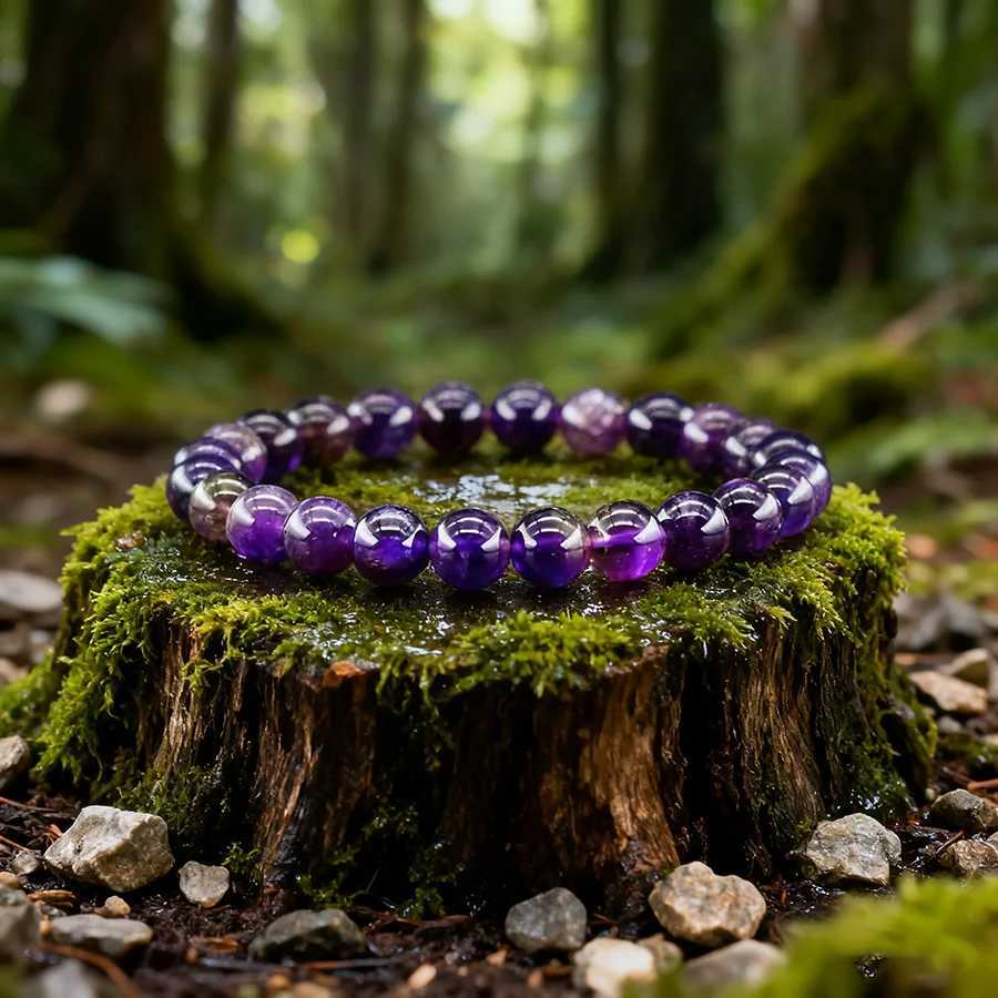 Natural Amethyst Quartz Crystal Bead Bracelet for Women Body-Purifying Genuine Crystal Fatigue Pressure Yoga Meditation Jewelry J251125