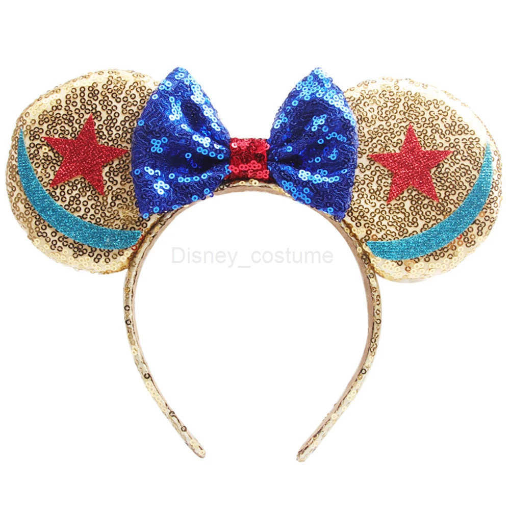Disney Mickey Minnie Ear Headbands Frozen Elsa Anna Bow Bright Opening with Female Hair Rings Hair Accessories X250425