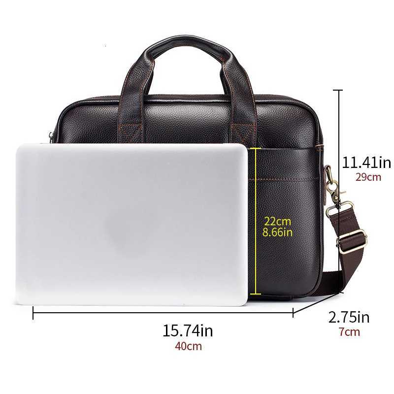 Hot selling mens bags leather handbags mens top layer cowhide briefcase 14 inch computer file bagT251125