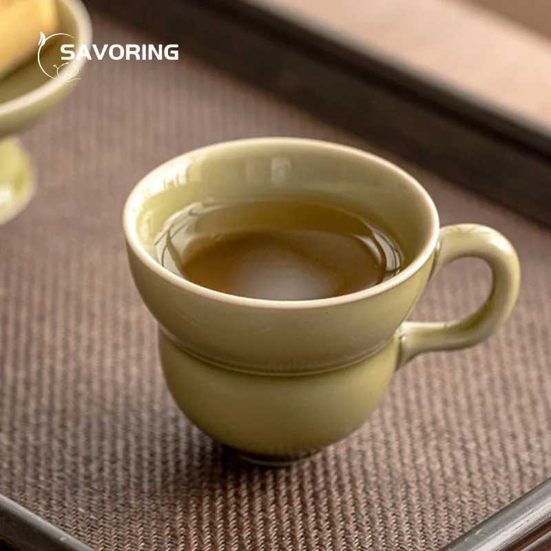 Yaozhou Kiln Tea Cup Puer Tea Mug Green Coffee Cups Teacup Chinese Ceremony Porcelain Gift Jingdezhen Bowl Tool Infusers Ceramic Y251125