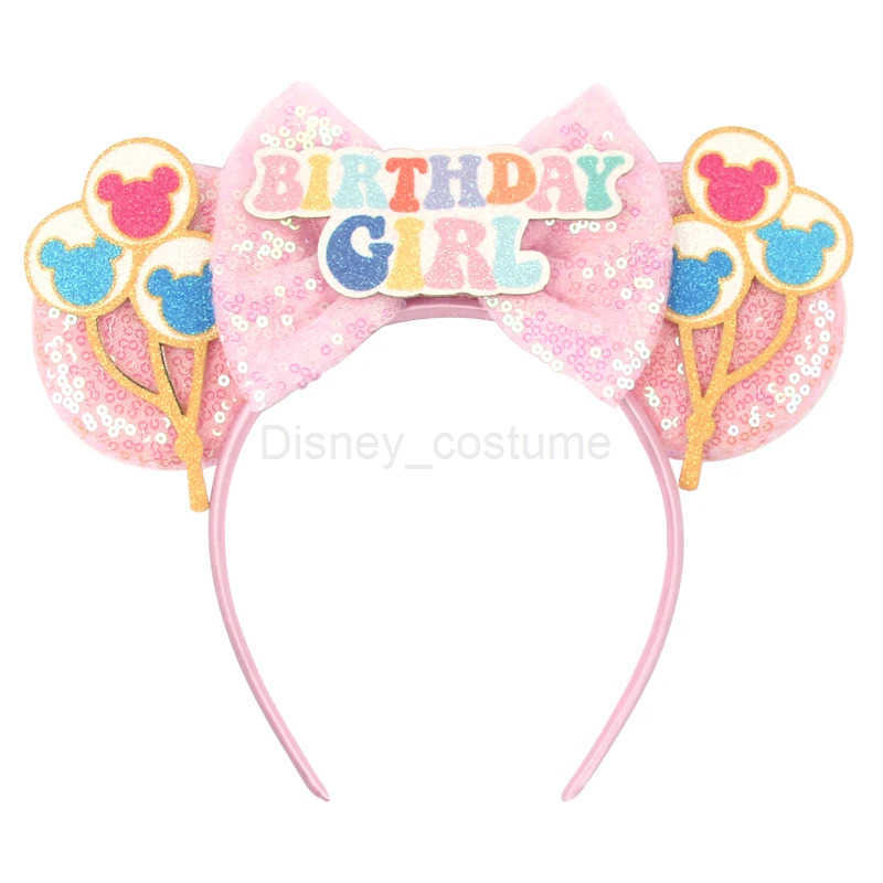 Disney New Cute Disney Mouse Ear Headband Womens Glitter 5 Bow Hair Childrens Day Boys and Girls Party DIY Role Playing Hair Accessories X250425