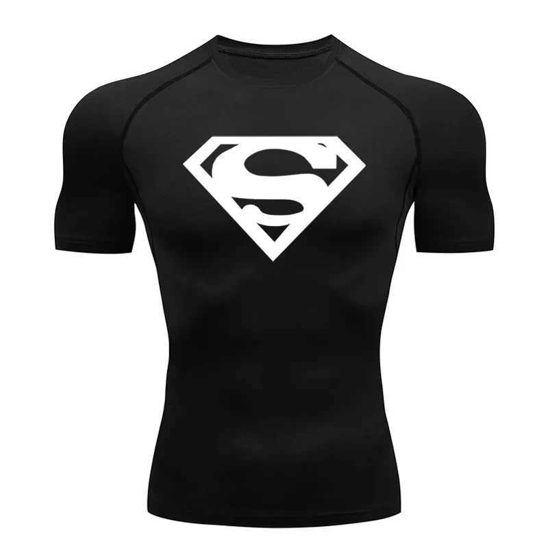 Mens running T-shirt compression sports shirt ultra-thin fast drying breathable jogging sports short sleeved summer casual top W250425
