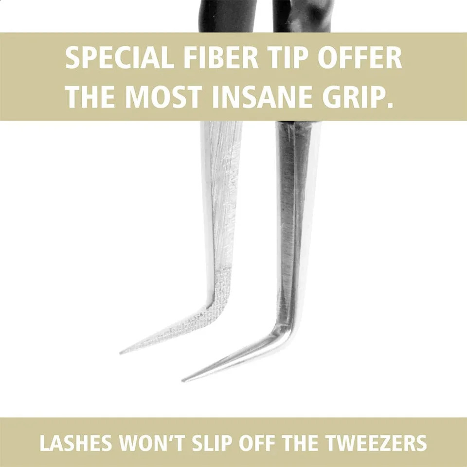 Eyelash Extensions Tweezers Noir N°1 - Fiber Lash Tweezer Veyelash Professional 90 Degree Tweezers for Volume Stainless steel 250422