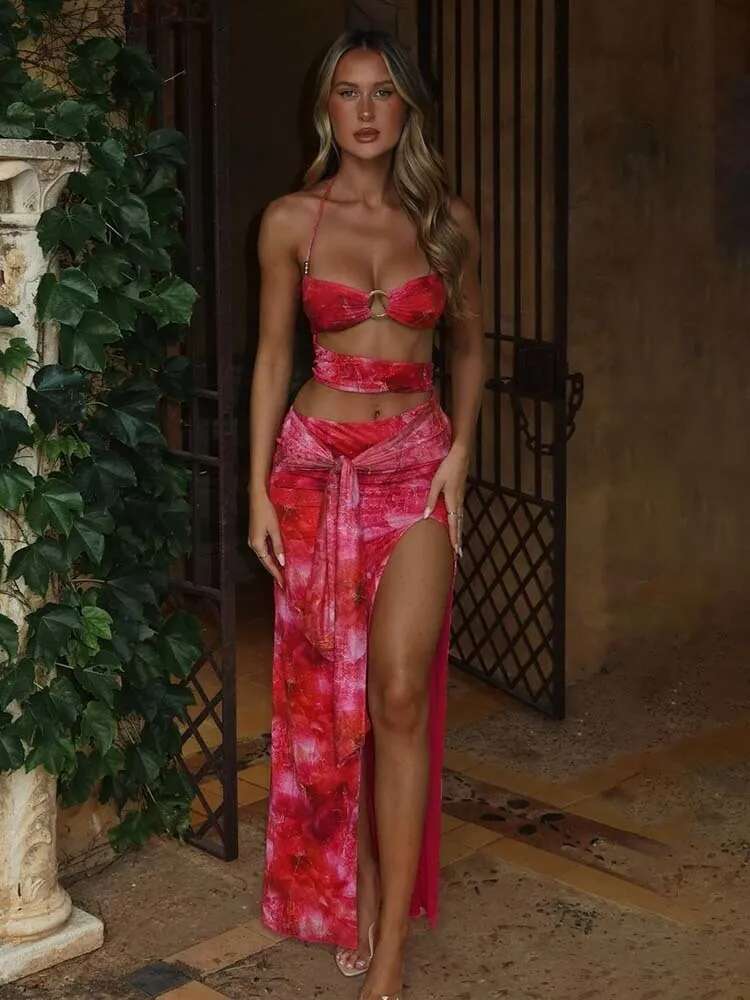 Dongdumaoyi Townlike Print Maxi Long Slim Bodycon Dress Women Halter Spring Summer Hollow Out Nightclub Sexy Party Dresses