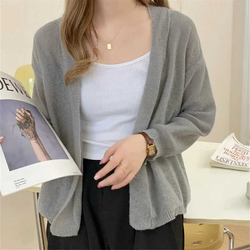 2025 Korean Style Thin Cardigan Casual Long Sleeve Women Sweater Elegant Knitted Jackets Autumn Solid Color Top Sweet KnitwearT251125