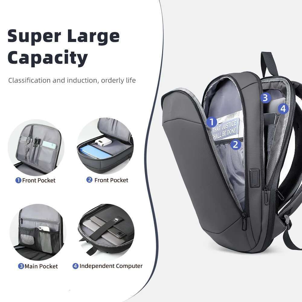 Designer bag HcanKcan Men's Expandable Multifunction 17.3inch Laptop Fashion Waterproof Travel Backpack Lightweight Business Bag