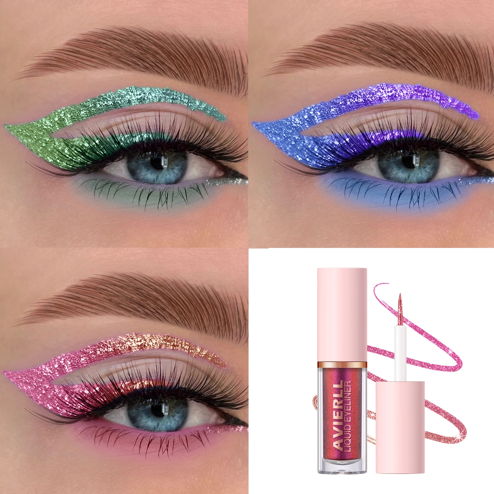 Dim light color changing waterproof eyeliner pen metal texture durable 10 mixed colors high 250418