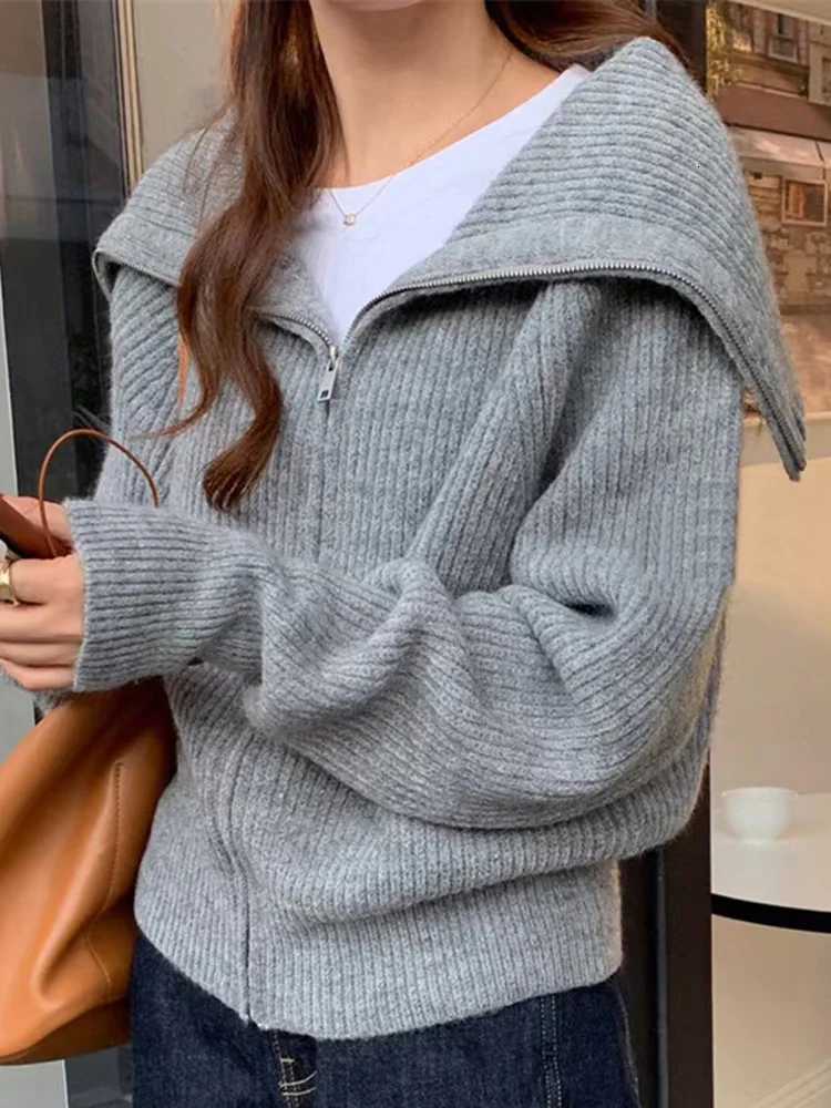 Women Autumn Winter Long Sleeve Sweater Coat Office Lady Casual Slim Knit Tops New Fashion Zipper Knitted CardiganT251125
