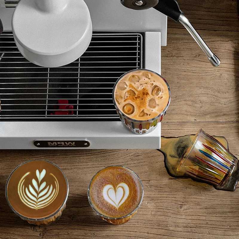 MUVNA Glass Coffee Cup 100ml 160ml 220ml 320ml Espresso Cups Coffee Accessories Anti-Scald Coffee Mugs Glass Transparent Gray Y251125