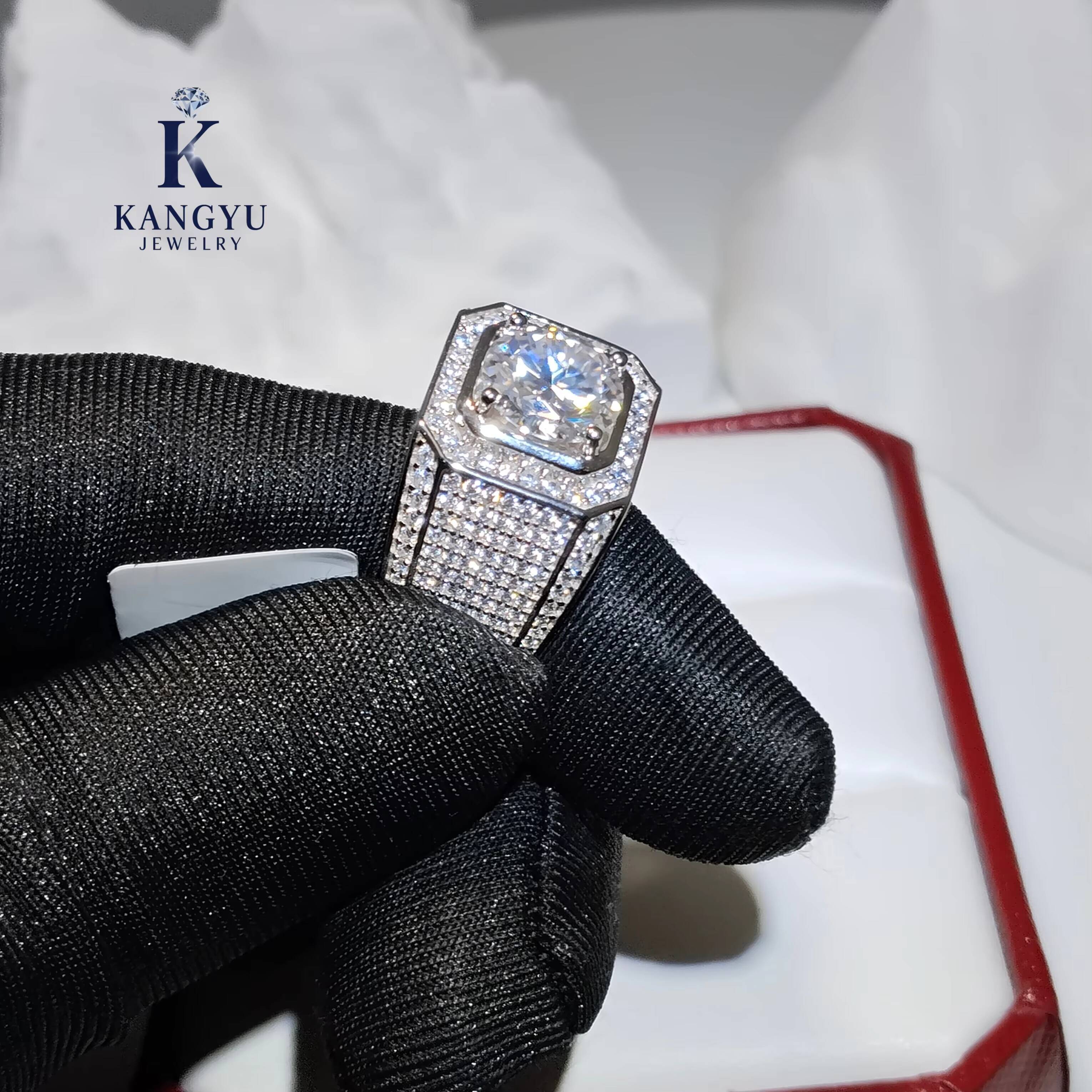Hot Sale Statement Square Stone 925 Sterling Silver Moissanite Ring - Hip Hop Streetwear Bling