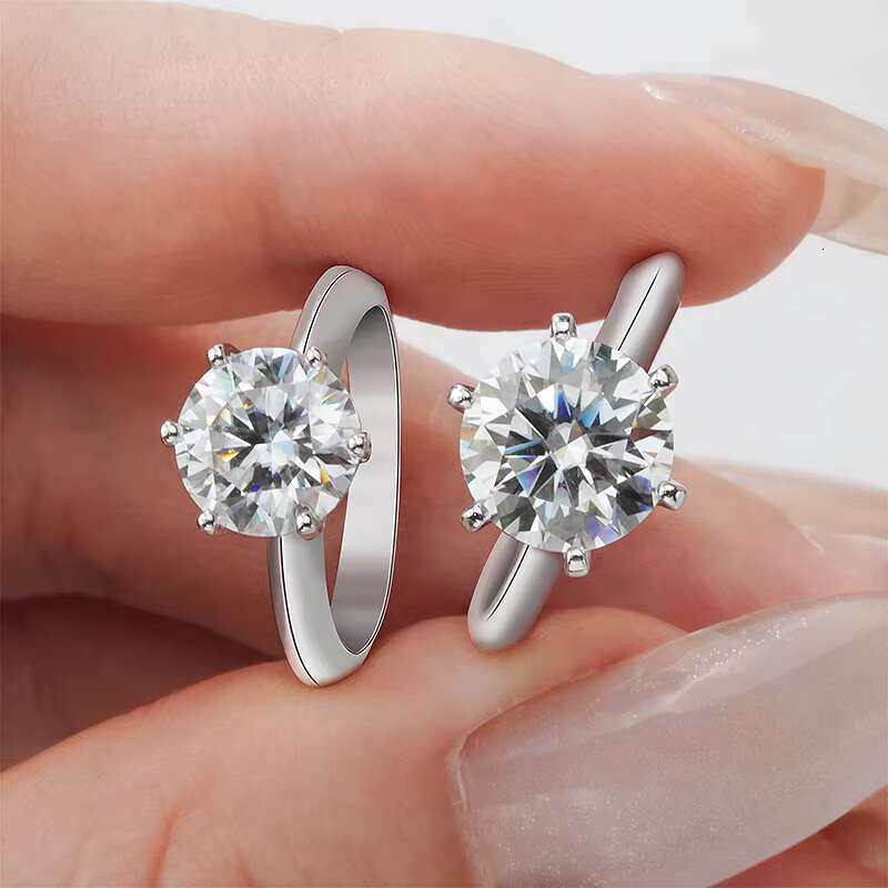 0.5ct 1ct 2ct 3ct D VVS1 Moissanite Jewelry 925 Sterling Silver Engagement Cheap Ladies Rings