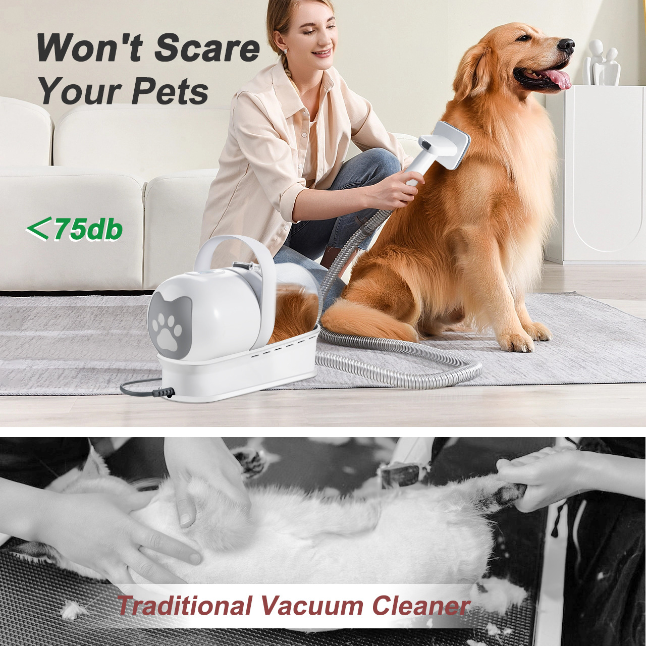 7 in 1 Multi-function Pet Grooming Set for Dogs and Cats, Vacuum Shaver and Grooming Scissors