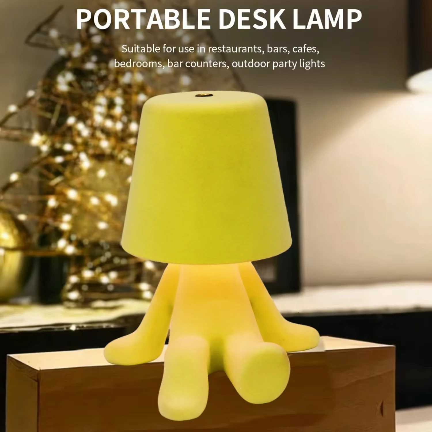 Modern Touch LED Table Lamp with USB - 3 Level Dimmable Silver Thinker Statue Design for Restaurant Bar Bedroom Living RoomM251125