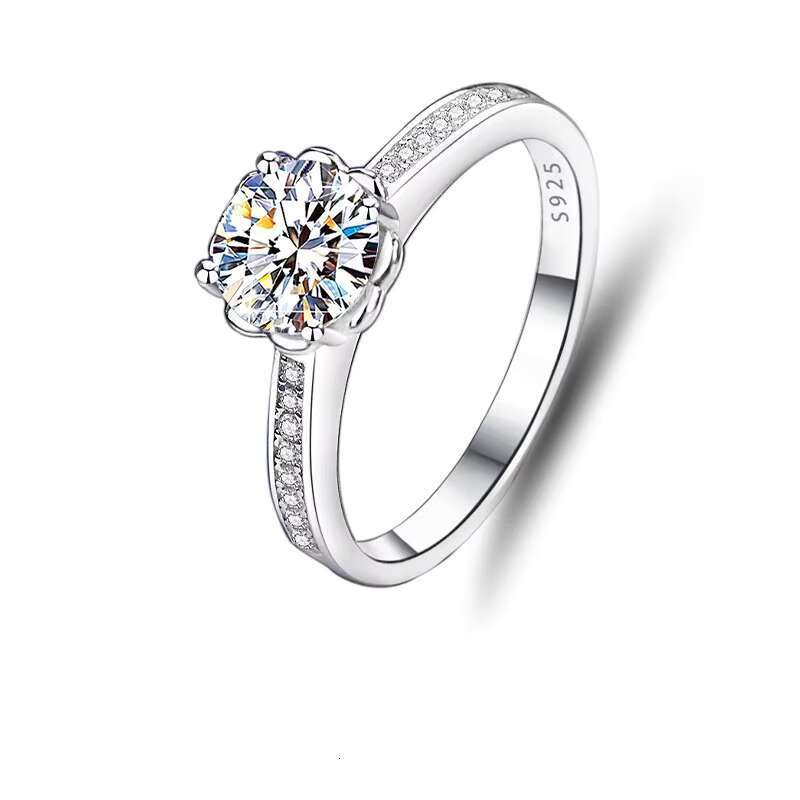 Waterproof Jewelry D Color 1Carat Sparkling Moissanite with GRA Certificate 925 Sterling Silver Moissanite Ring for Women