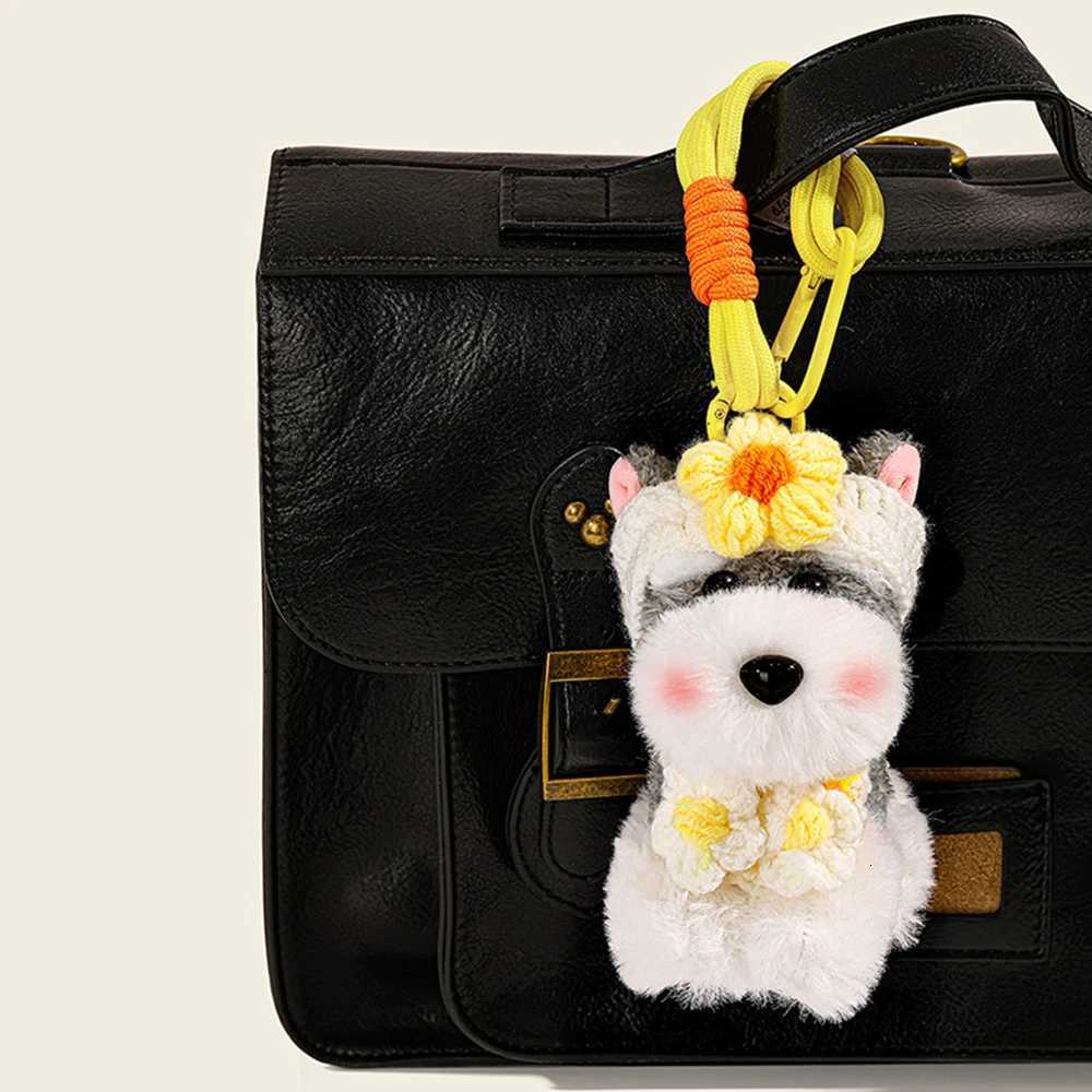 Cute Schnauzer Plush Keychain - Cartoon Puppy Bag Pendant Keyring for Women Girls Schoolbag Accessories Christmas Birthday GiftXJ251125