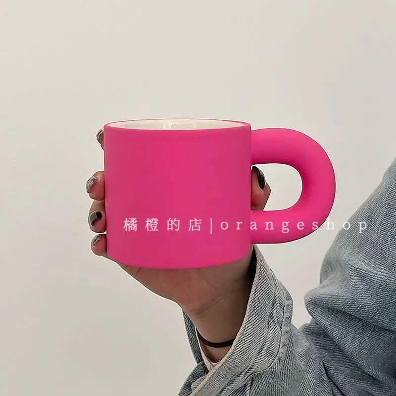 Ceramic Coffee Pink Mug with Fat Round Handgrip Personzed Family Lovers Gift Y251125