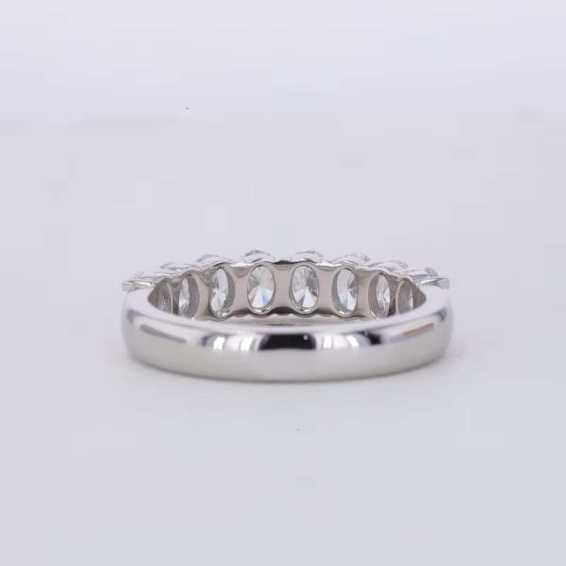 DEF VS 3*5mm Oval Cut Lab Diamonds 14k White Gold Half Eternity Diamond Jewelry Rings