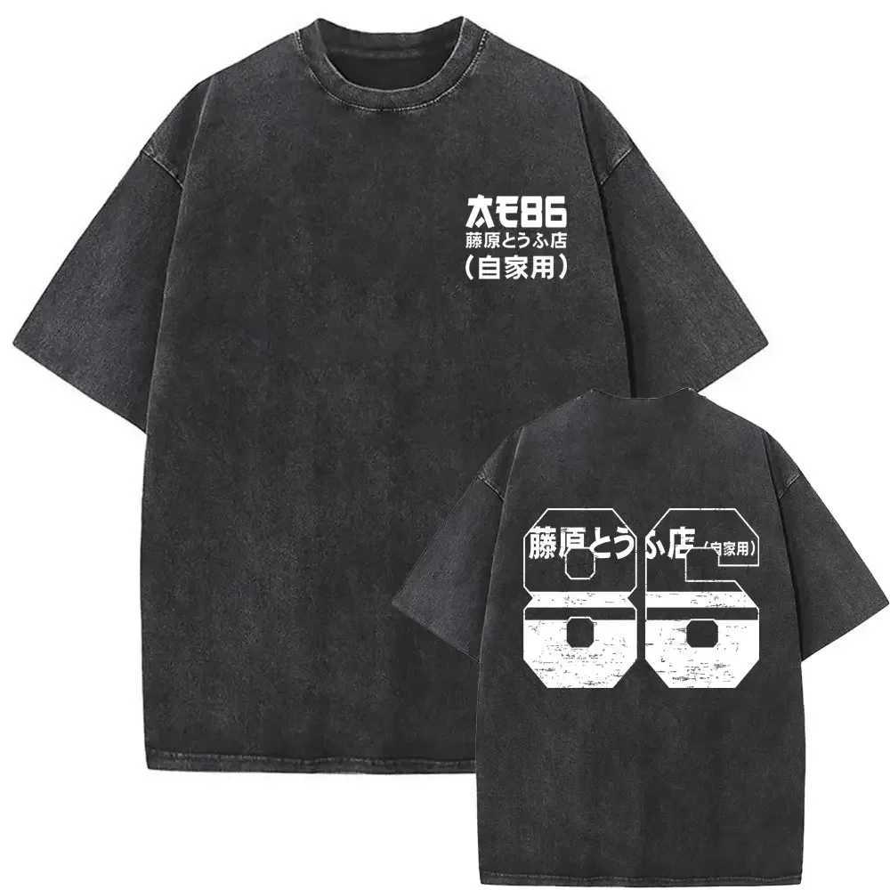 Washed Vintage Men Women Anime Initial D Fujiwara Takumi Graphic Print T-shirt Mens Manga Casual T-shirt Mens Extra Large T-shirt W250425