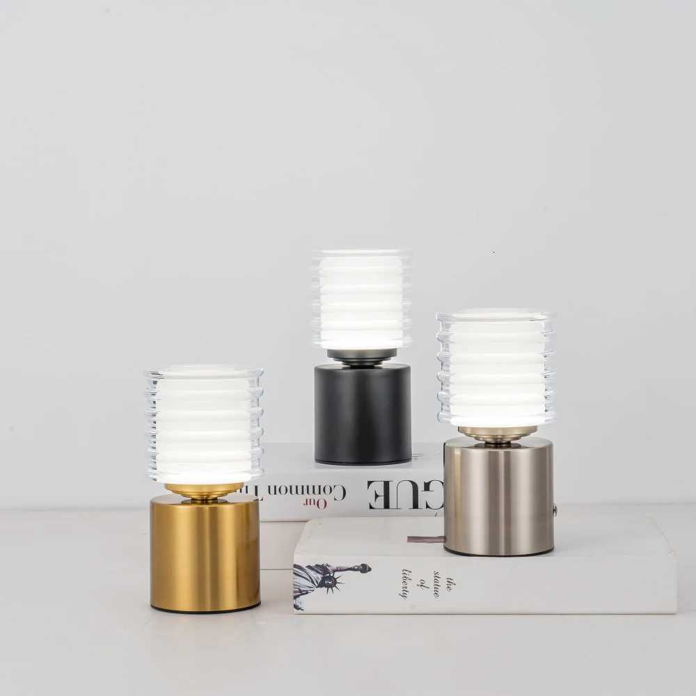 GGbingo Metal LED Table Lamp Rechargable Night Light Portable USB Charging Touch Bedside Table Lamp Living Room Decoration LampM251125