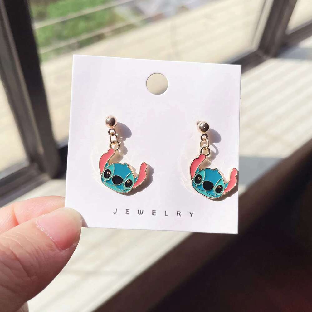 Cute Dangle Ear Stud Ohana Means Family Kawaii Women Girls Earrings Jewelry Party Accessories Cartoon Periphery