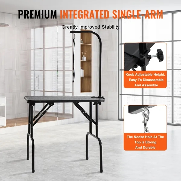 Pet Grooming Table Arm with Clamp, 32''x18'' Dog Grooming Station, Foldable Pets Grooming Stand for Medium and Small Dogs