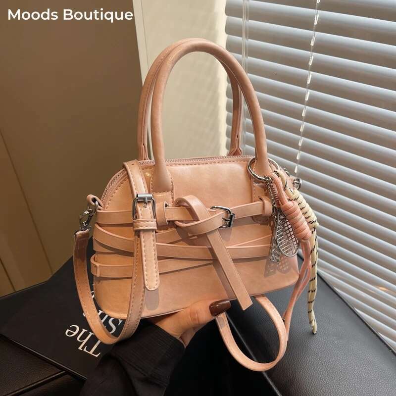 Designer bag New Arrival Pink PU Leather Handbag Crossbody Bag TopHandle Satchel Knotted Strap Decorative Keychain Fashion Trendy Small Cute Summer