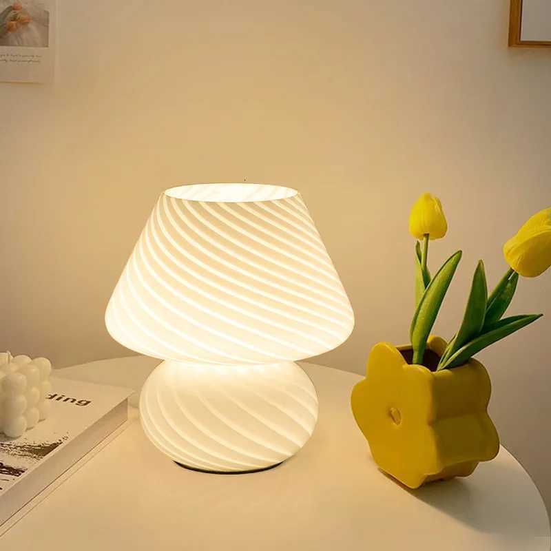 Mushroom LED Glass Table Lamp USB Dimming For Home Study Desk Atmosphere Light Bedroom Bedside Decoration Night Light Table LampM251125