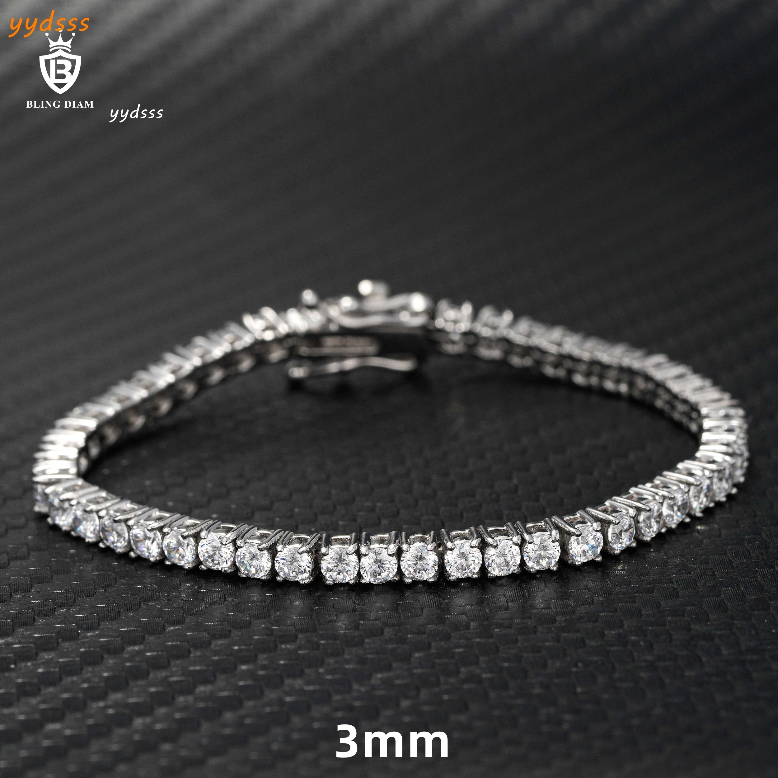 Fashion Jewelry Hip Hop Bling 3mm 316L Stainless Steel Tennis Chain 5A Cubic Moissaniteia Tennis Bracelet