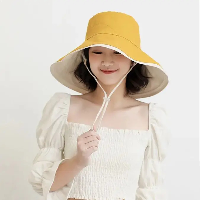 Cotton Double-sided Wear Fishermans Hat Womens Summer Fashion Hundred Shading Cloth Hat Show Face Smaller Sunburn Protection 250424