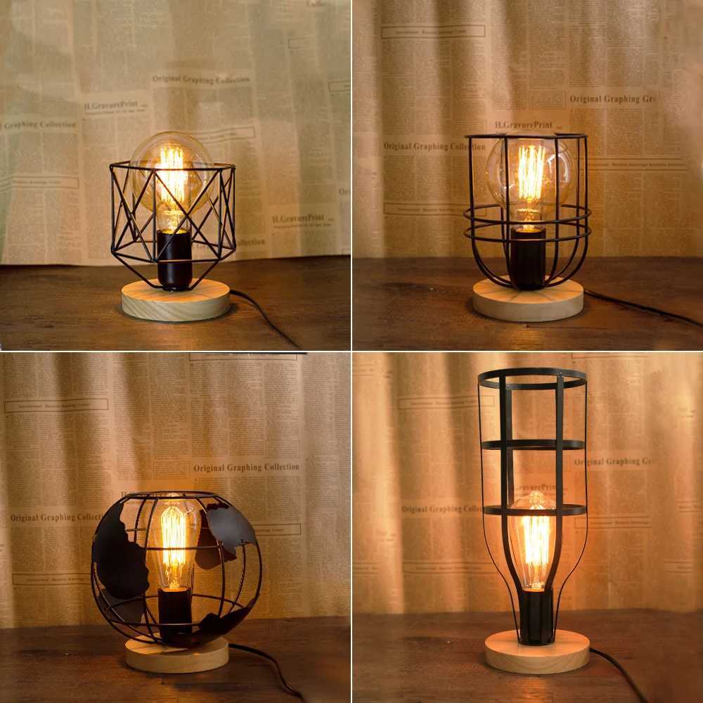 Retro Wood Table Lamp For Bedroom E27 Modern Indoor Art Desktop Decor Light Living Room Decoration Lamp Base With Switch EU PlugM251125