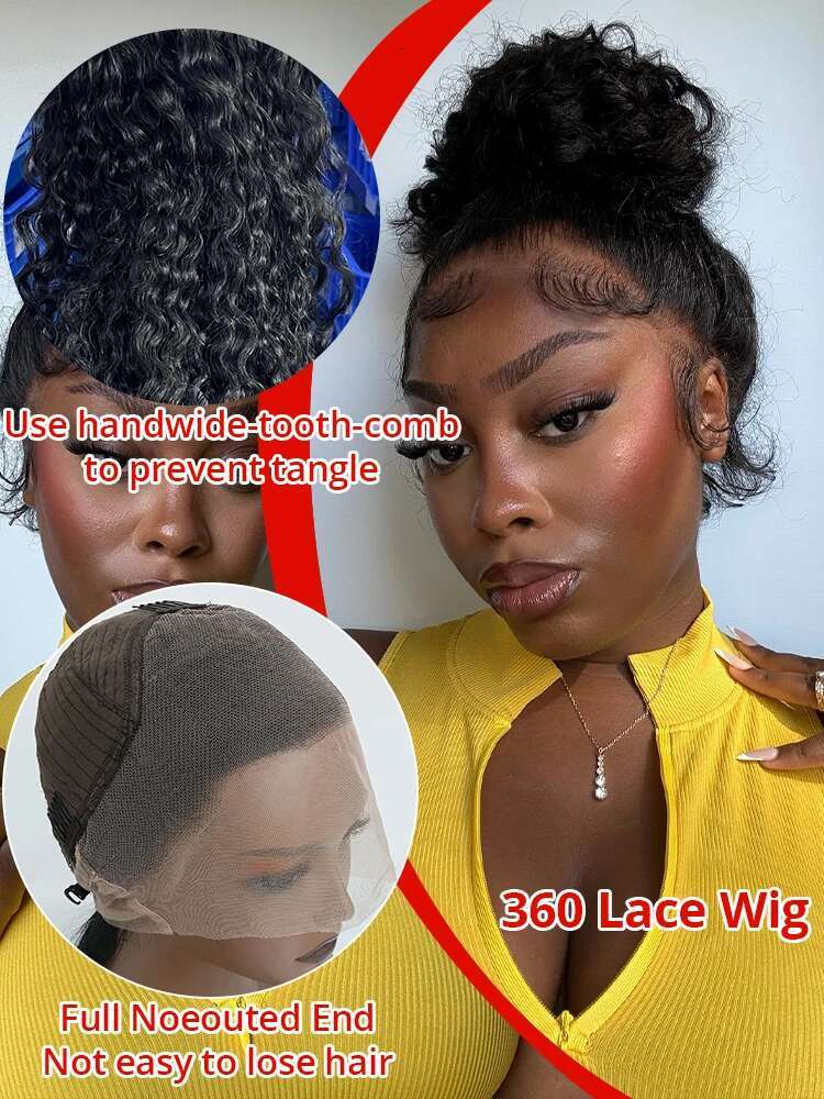 40 50 Inch Deep Wave 13X6 13X4 Hd Front High 300Density Curly 360 Full Lace Frontal Wig Human Hair For Women