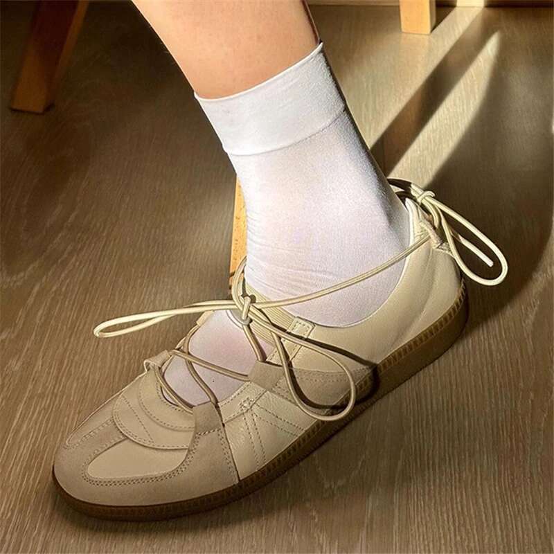 Genuine Leather Women's Sneakers Chunky Heel Elastic Band Designer Casual Trainers Fashion All Match Runway Shoes Female