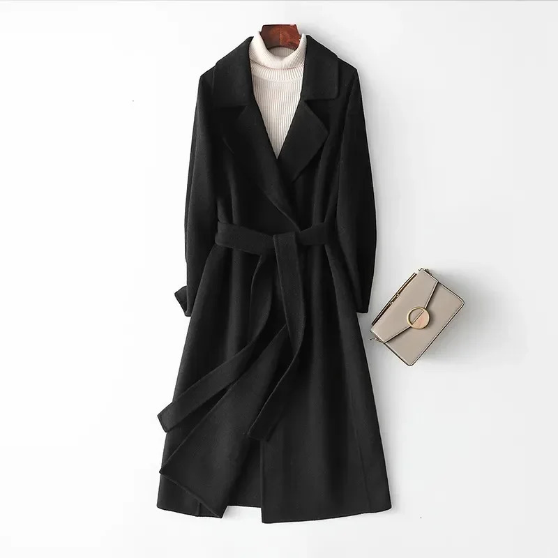 Long Slim Fit Women Wool Coat Small Size Appears Slimming Strapless Fresh Sweet Style Adult Suitable Autumn 251125