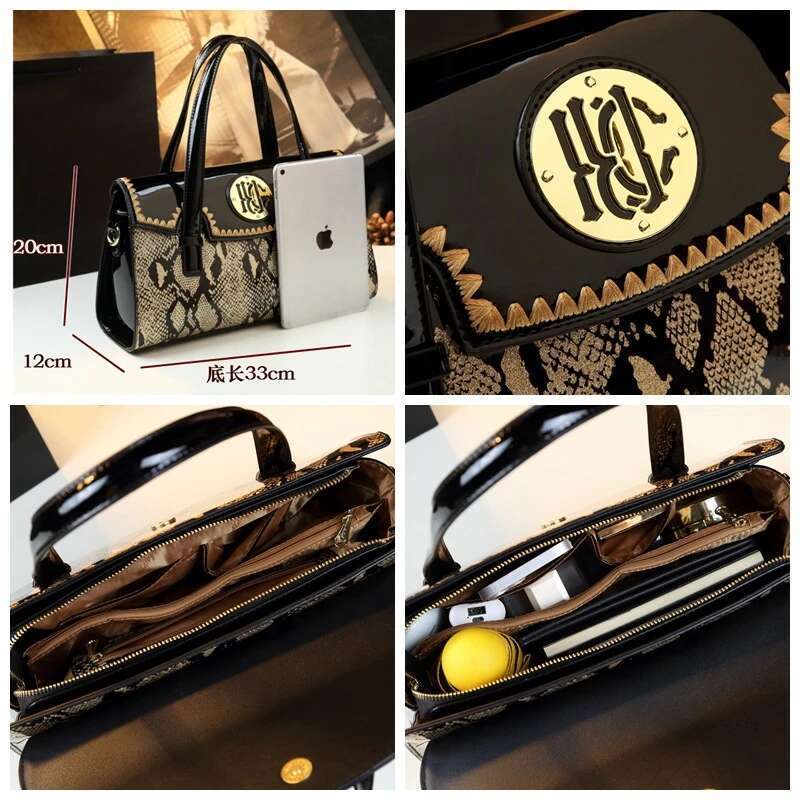 Spring new leather snake emed mother's armpit handbag banquet dress large-capacity one-shoulder cross-body women's bag