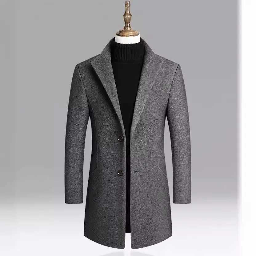 Man Coat Autumn Winter Thicken Warm Long Sleeve Men Outerwear Turn Down Collar Single-breasted Business Casual Male JacketT251125