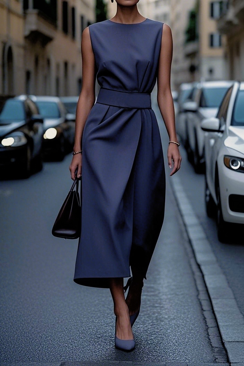 2025 new summer sleeveless round neck fashionable casual long dress for women