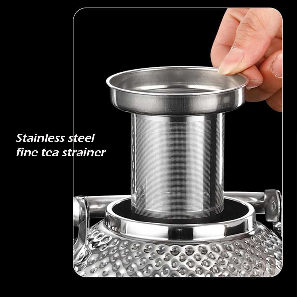 Hammer texture stainless steel teapot hight-capacity boiling water pot with tea strainer Restaurant induction cooker teakettle C251125
