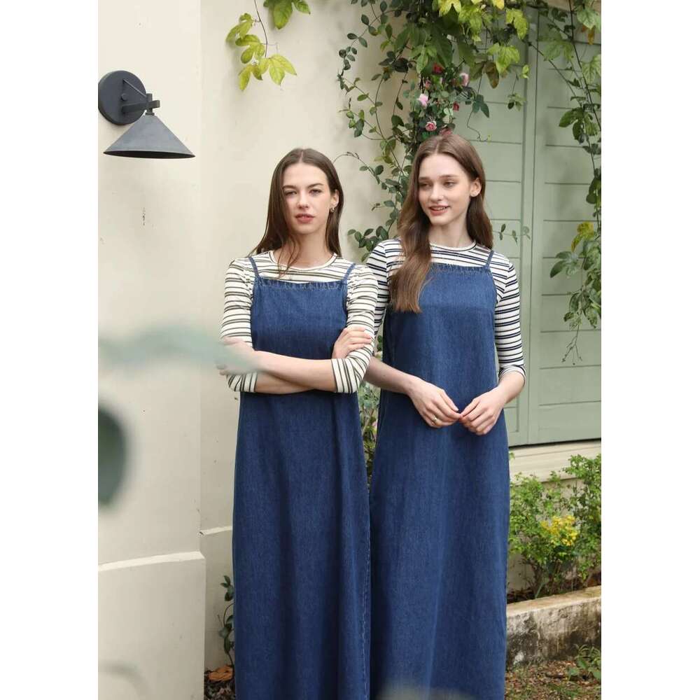 AS 2025 Teen Girls Woman Denim Jumper Dress Adjustable Straps Jeans Outfit