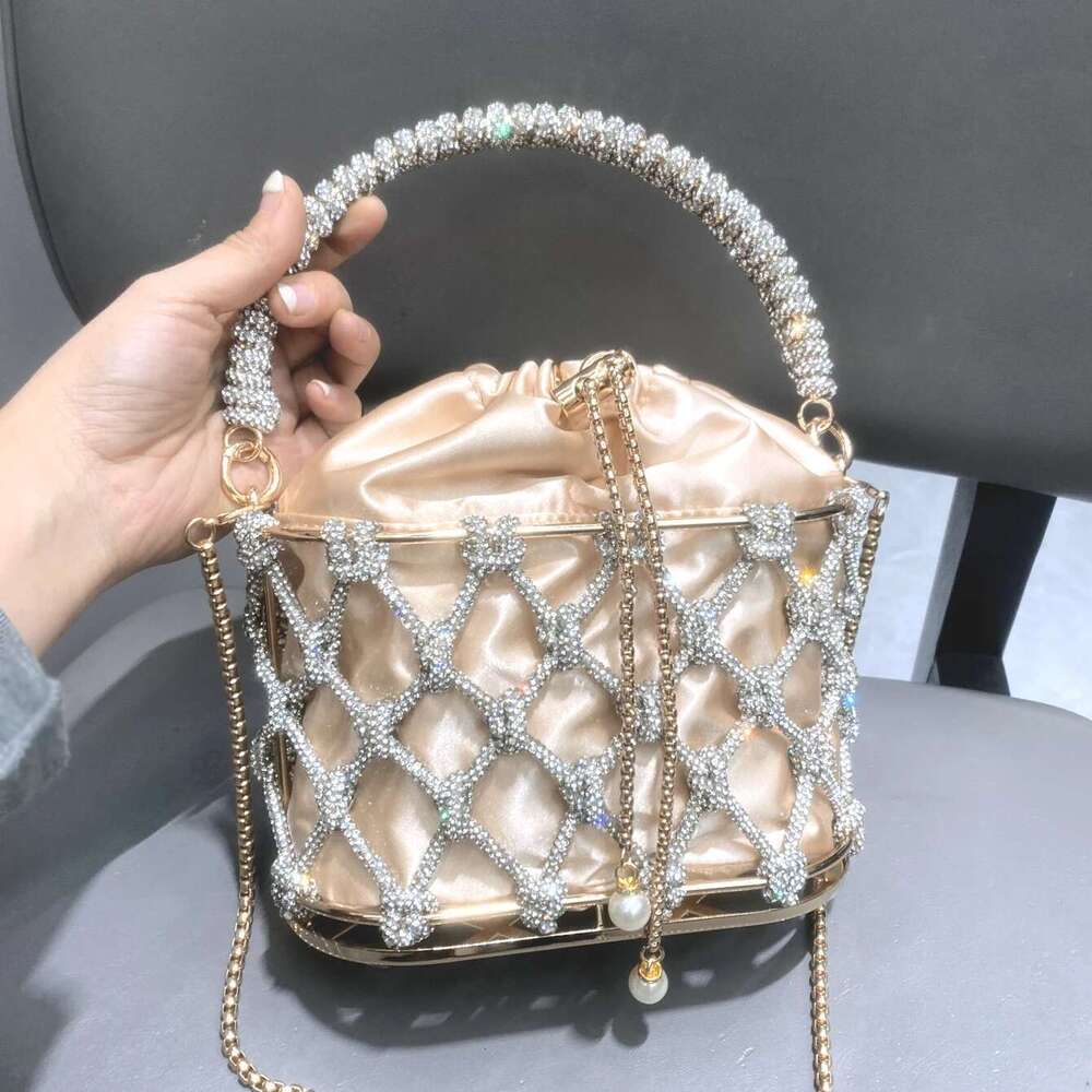 Handmade Rhinestones Evening Clutch Bag Purses And Handbag Designer Shoulder Shiny Crystal Clutch Purse Bucket Bag